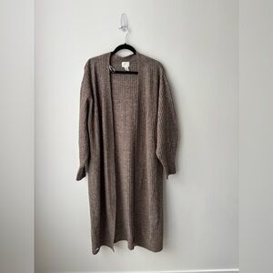 H&M Long Ribbed Duster Cardigan  Balloon Sleeve Cozy Layer L